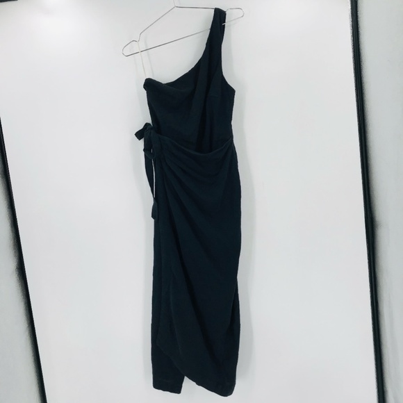 Free People One Shoulder Wrap Midi Dress Black Size Small - Picture 2 of 12